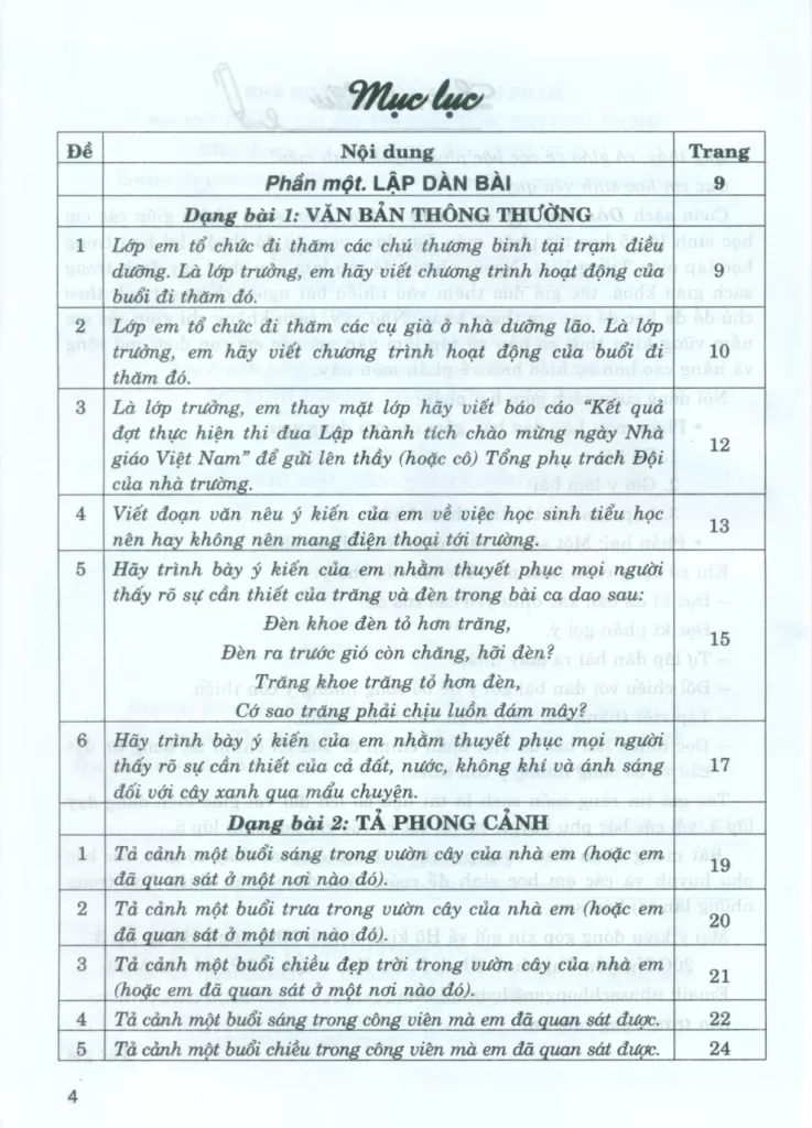 DÀN BÀI TẬP LÀM VĂN LỚP 5 (Dùng chung cho các bộ SGK hiện hành)